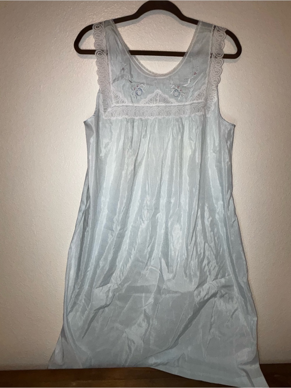 Vintage Barbizon Nightgown Blue Embroidered Cottagecore‎ Prairie Midi M
